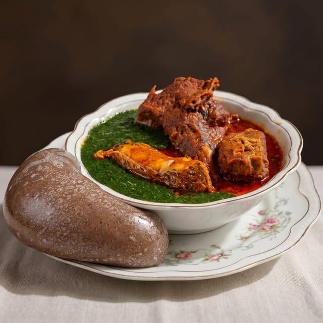Amala with Ewedu.