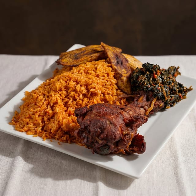 Jollof with Plantain.